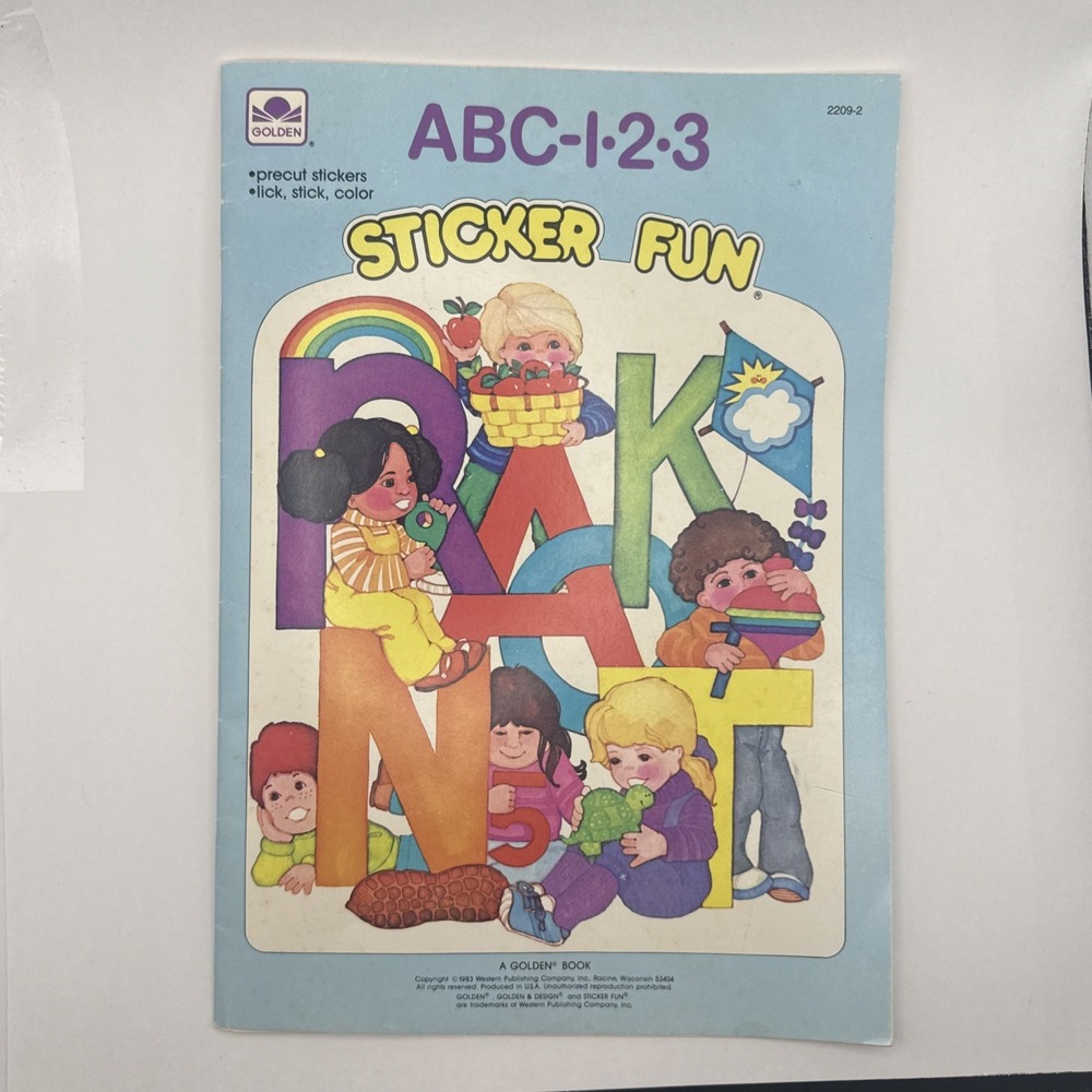 ABC 123 Sticker Fun by Golden‎ Book 1983 Vintage All Stickers! HTF Rare